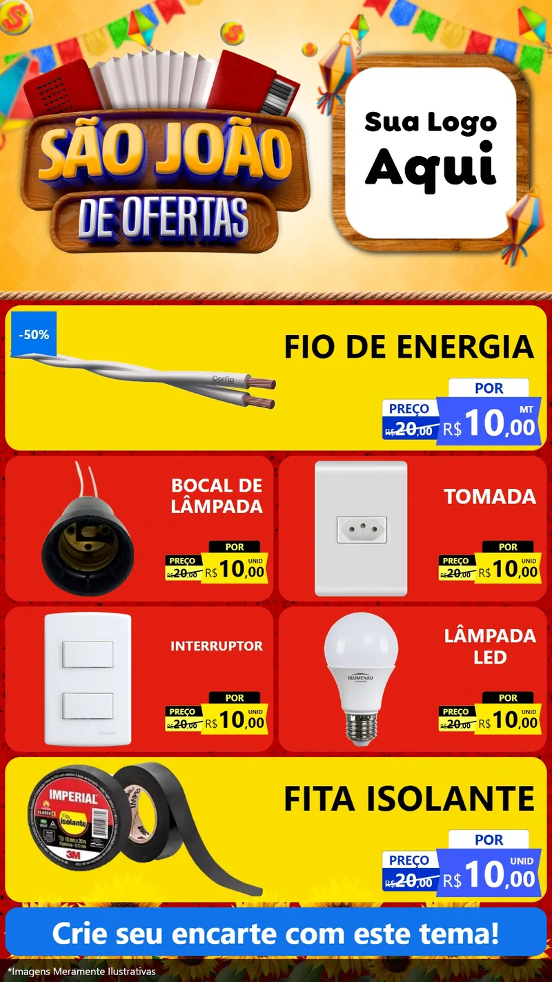 Modelo de TV para TV Vertical com o tema São João de Ofertas para Materiais Elétricos