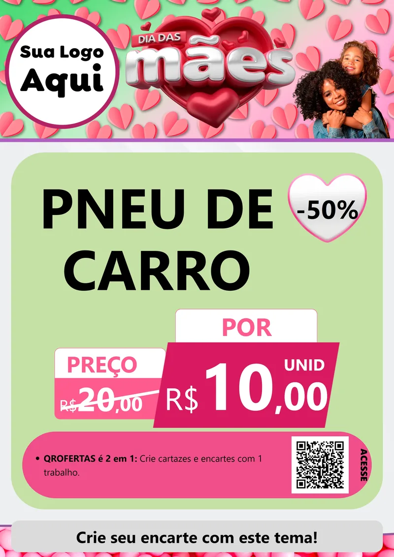Modelo de Cartaz para Cartaz A4 Vertical com o tema Dia das Mães para Auto peças