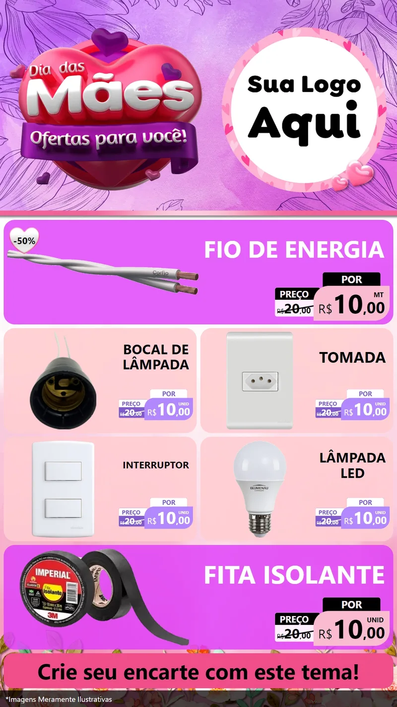 Modelo de TV para TV Vertical com o tema Dia das Mães Ofertas para Você! para Materiais Elétricos