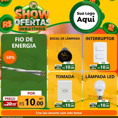 Modelo de Rede Social para Feed Facebook com o tema Show de Ofertas Imbatíveis para Materiais Elétricos