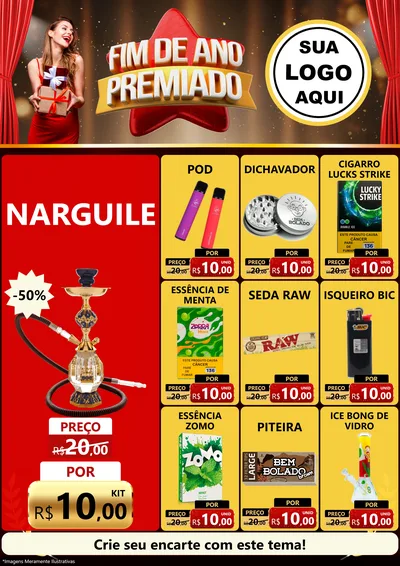 Modelo de Encarte para Encarte A4 Vertical com o tema Fim de Ano Premiado para Tabacaria