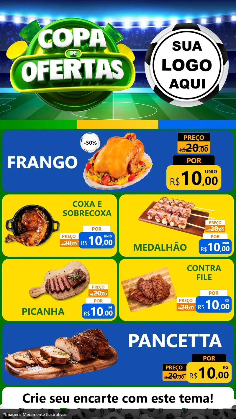 Modelo de TV para TV Vertical com o tema Copa de Ofertas para Assados