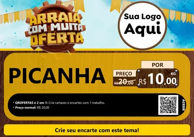 Modelo de Cartaz para Cartaz A4 Horizontal com o tema Ofertas de São João - Junina para Açougue