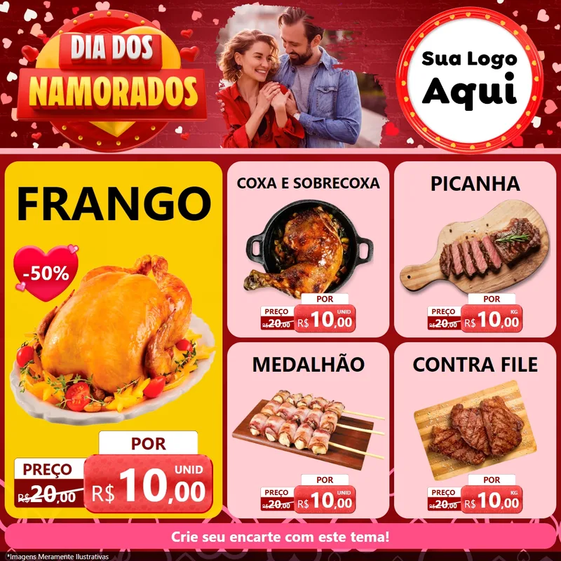 Modelo de Rede Social para Feed Facebook com o tema Dia Dos Namorados para Assados