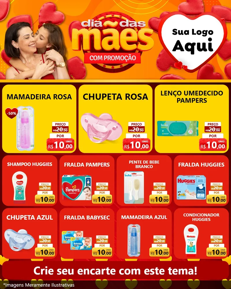 Modelo de Rede Social para Feed Instagram com o tema Dia das Mães com Promoção para Bebês