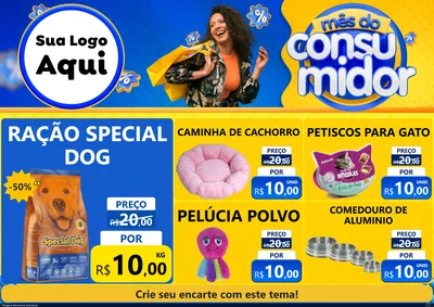 Modelo de Encarte para Encarte A4 Horizontal com o tema Mês do Consumidor para Pet Shop