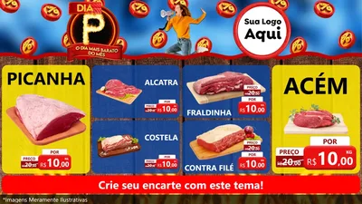 Modelo de TV para TV Horizontal com o tema Dia P - O Dia Mais Barato Do Mês para Açougue