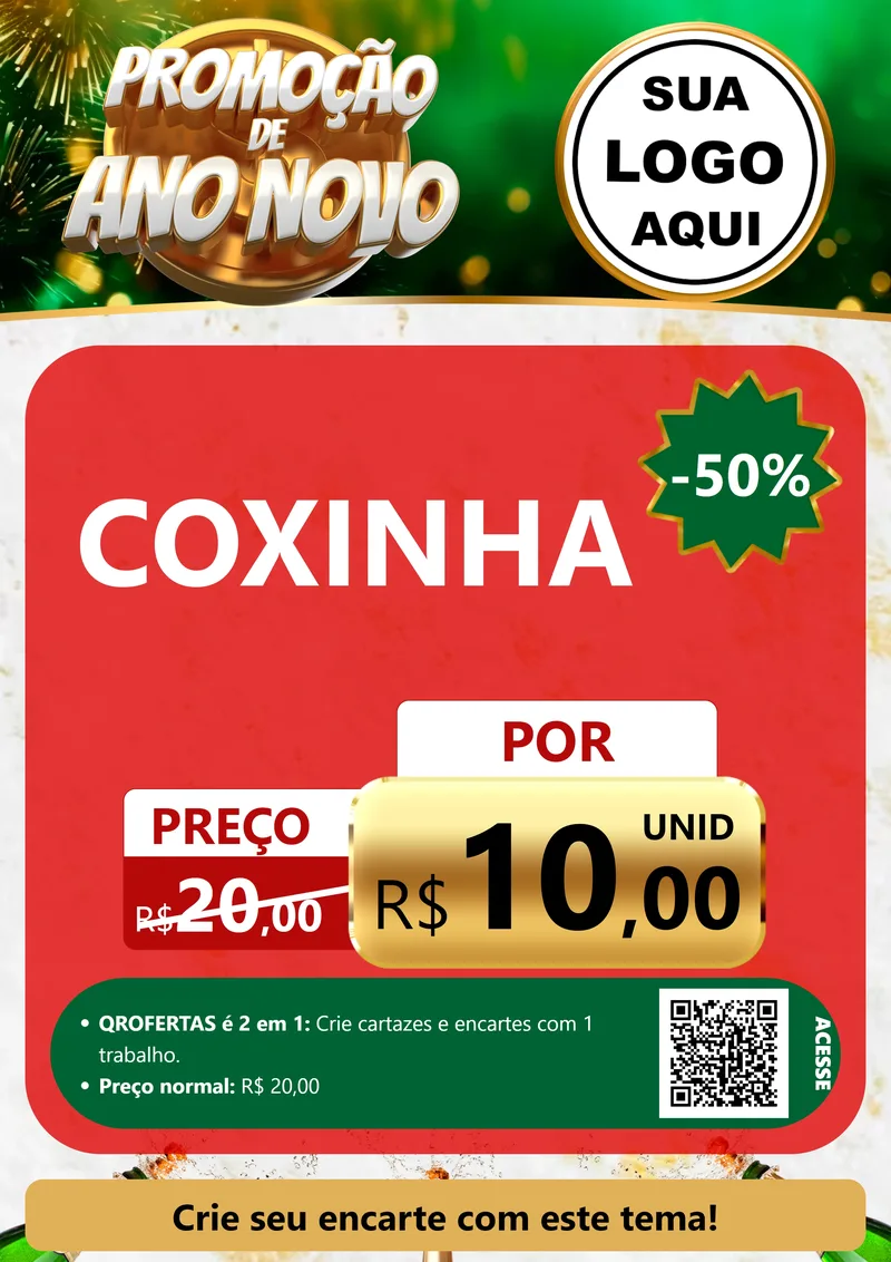 Modelo de Cartaz para Cartaz A4 Vertical com o tema Promoção de Ano Novo para Salgadaria