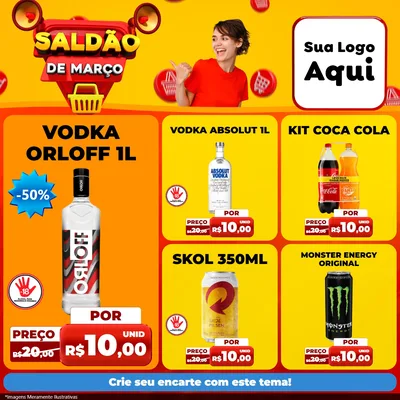 Modelo de Rede Social para Feed Facebook com o tema Saldão de Março para Distribuidora de bebidas