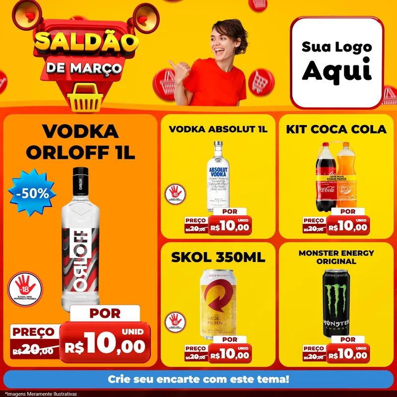 Modelo de Rede Social para Feed Facebook com o tema Saldão de Março para Distribuidora de bebidas
