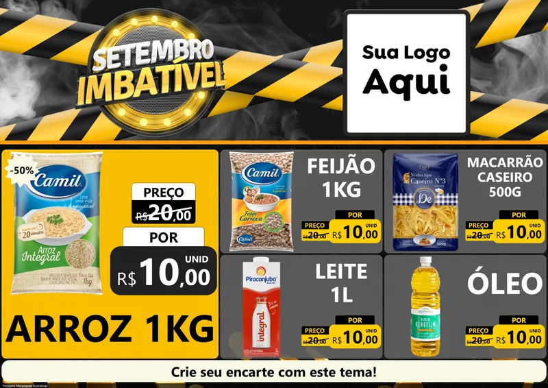 Modelo de Encarte para Encarte A4 Horizontal com o tema Setembro Imbatível para Supermercado