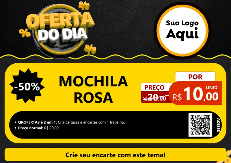Modelo de Cartaz para Cartaz A4 Horizontal com o tema Oferta Do Dia para Papelaria