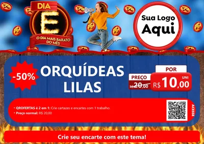 Modelo de Cartaz para Cartaz A4 Horizontal com o tema Dia E - O Dia Mais Barato Do Mês para Floricultura e jardim