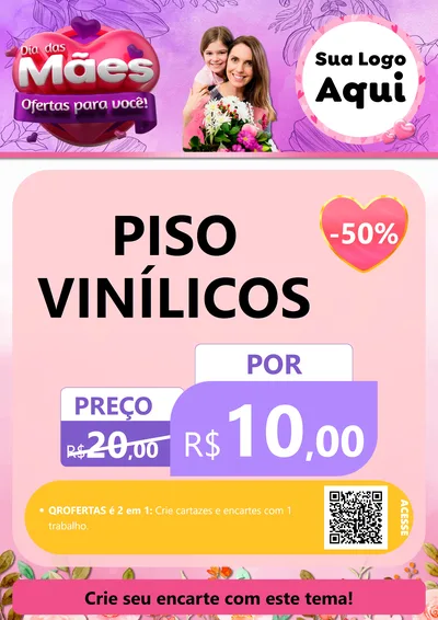 Modelo de Cartaz para Cartaz A4 Vertical com o tema Dia das Mães Ofertas para Você! para Material para Construção
