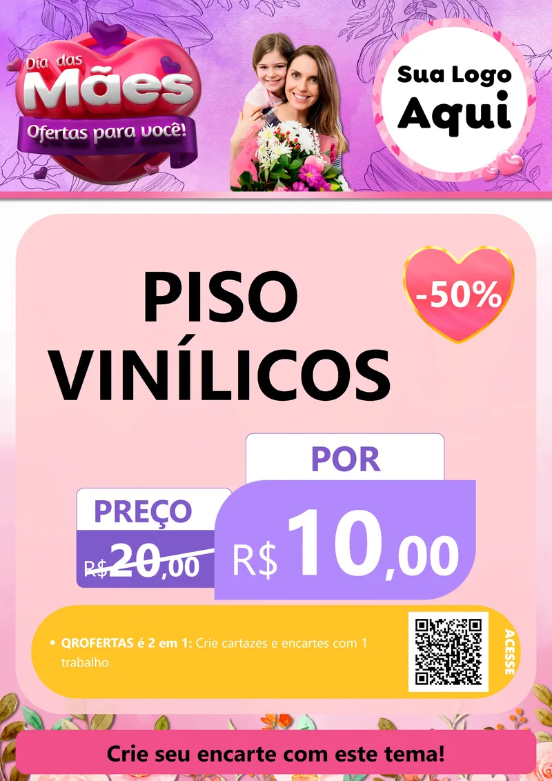 Modelo de Cartaz para Cartaz A4 Vertical com o tema Dia das Mães Ofertas para Você! para Material para Construção