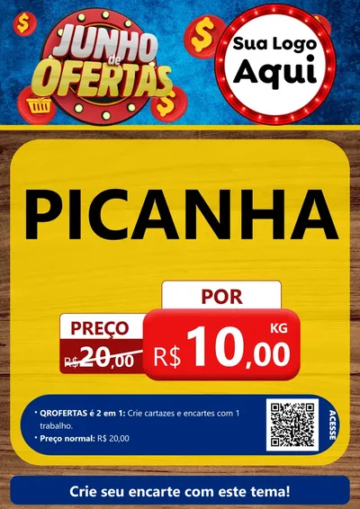 Modelo de Cartaz para Cartaz A4 Vertical com o tema Junho de Ofertas para Açougue