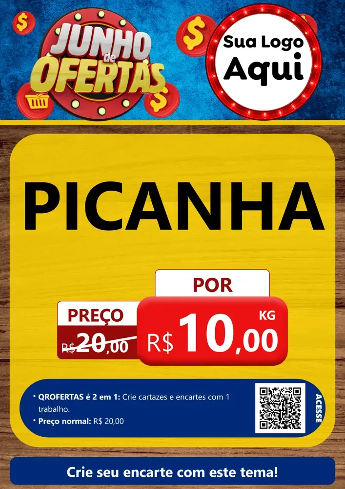 Modelo de Cartaz para Cartaz A4 Vertical com o tema Junho de Ofertas para Açougue