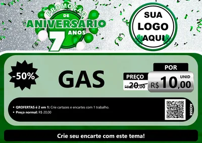 Modelo de Cartaz para Cartaz A4 Horizontal com o tema Promoção de Aniversário - 7 Anos para Água e gás