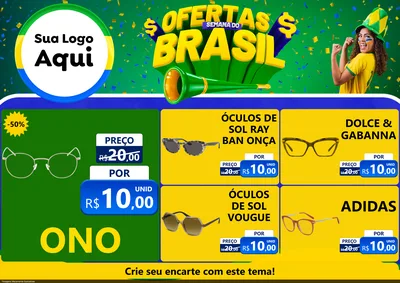Modelo de Encarte para Encarte A4 Horizontal com o tema Ofertas Semana do Brasil para Óticas