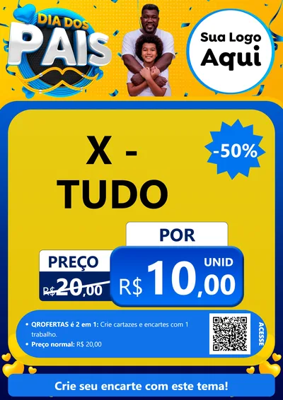 Modelo de Cartaz para Cartaz A4 Vertical com o tema Dia dos Pais para Hamburgueria