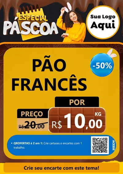 Modelo de Cartaz para Cartaz A4 Vertical com o tema Especial Páscoa para Padaria
