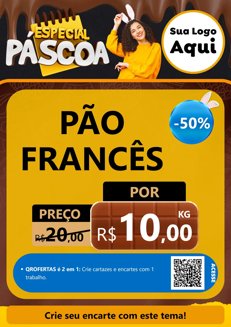 Modelo de Cartaz para Cartaz A4 Vertical com o tema Especial Páscoa para Padaria