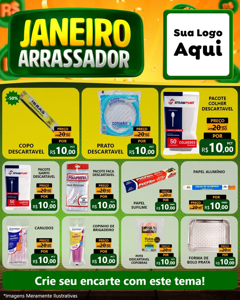 Modelo de Rede Social para Feed Instagram com o tema Janeiro Arrasador para Embalagens