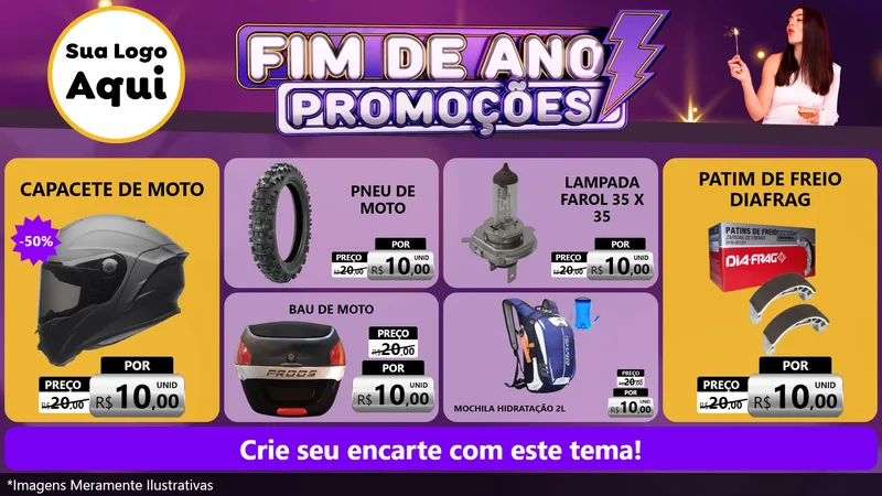 Modelo de TV para TV Horizontal com o tema Fim de Ano Promoções para Moto peças