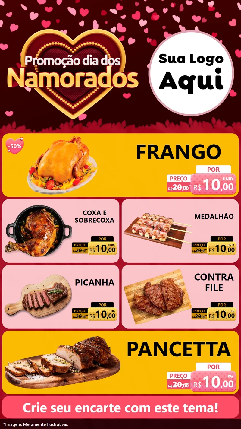 Modelo de TV para TV Vertical com o tema Promoção Dia Dos Namorados para Assados