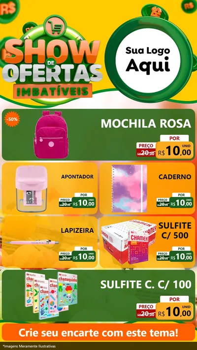 Modelo de TV para TV Vertical com o tema Show de Ofertas Imbatíveis para Papelaria