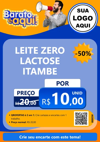 Modelo de Cartaz para Cartaz A4 Vertical com o tema Barato é aqui para Frios e Laticínios