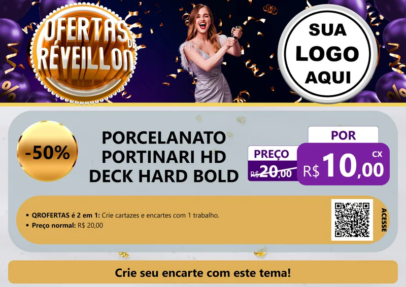 Modelo de Cartaz para Cartaz A4 Horizontal com o tema Ofertas de Réveillon para Pisos e revestimentos