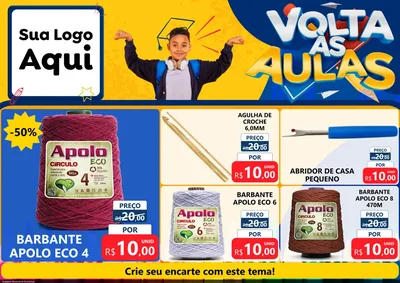 Modelo de Encarte para Encarte A4 Horizontal com o tema Volta Às Aulas para Armarinho e Aviamentos
