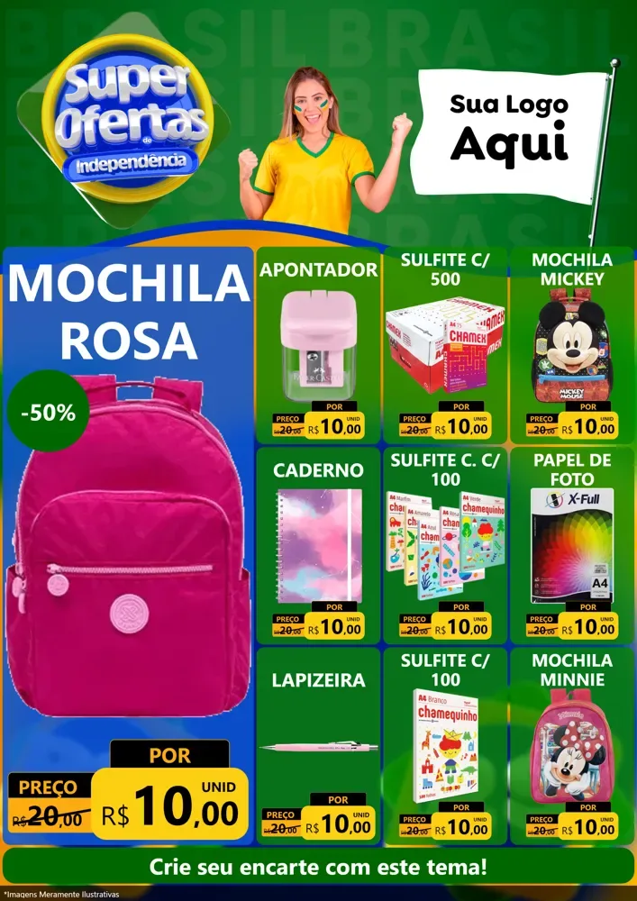 Modelo de Encarte para Encarte A4 Vertical com o tema Super Ofertas de Independência para Papelaria