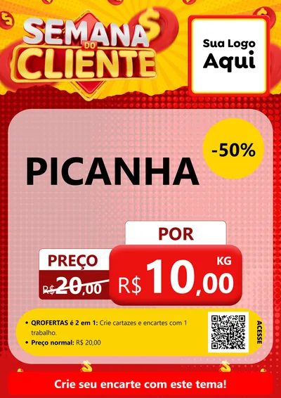 Modelo de Cartaz para Cartaz A4 Vertical com o tema Semana do Cliente para Açougue