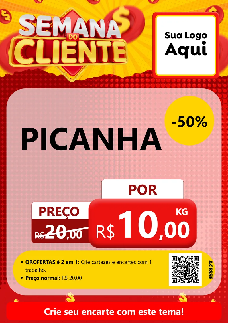 Modelo de Cartaz para Cartaz A4 Vertical com o tema Semana do Cliente para Açougue