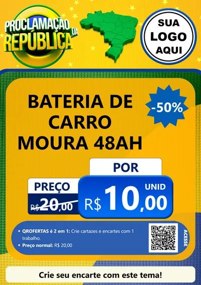 Modelo de Cartaz para Cartaz A4 Vertical com o tema Proclamação da República para Baterias Elétricas