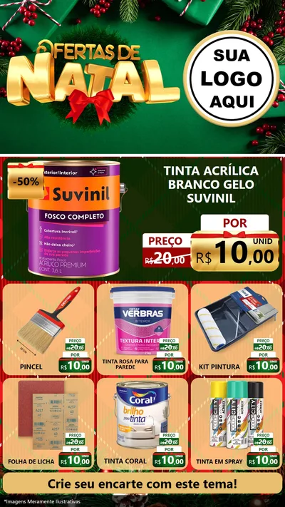 Modelo de Rede Social para Stories com o tema Ofertas de Natal para Tintas e Ferramentas