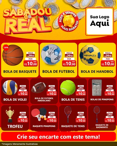 Modelo de Rede Social para Feed Instagram com o tema Sabadou do Real para Artigos Esportivos