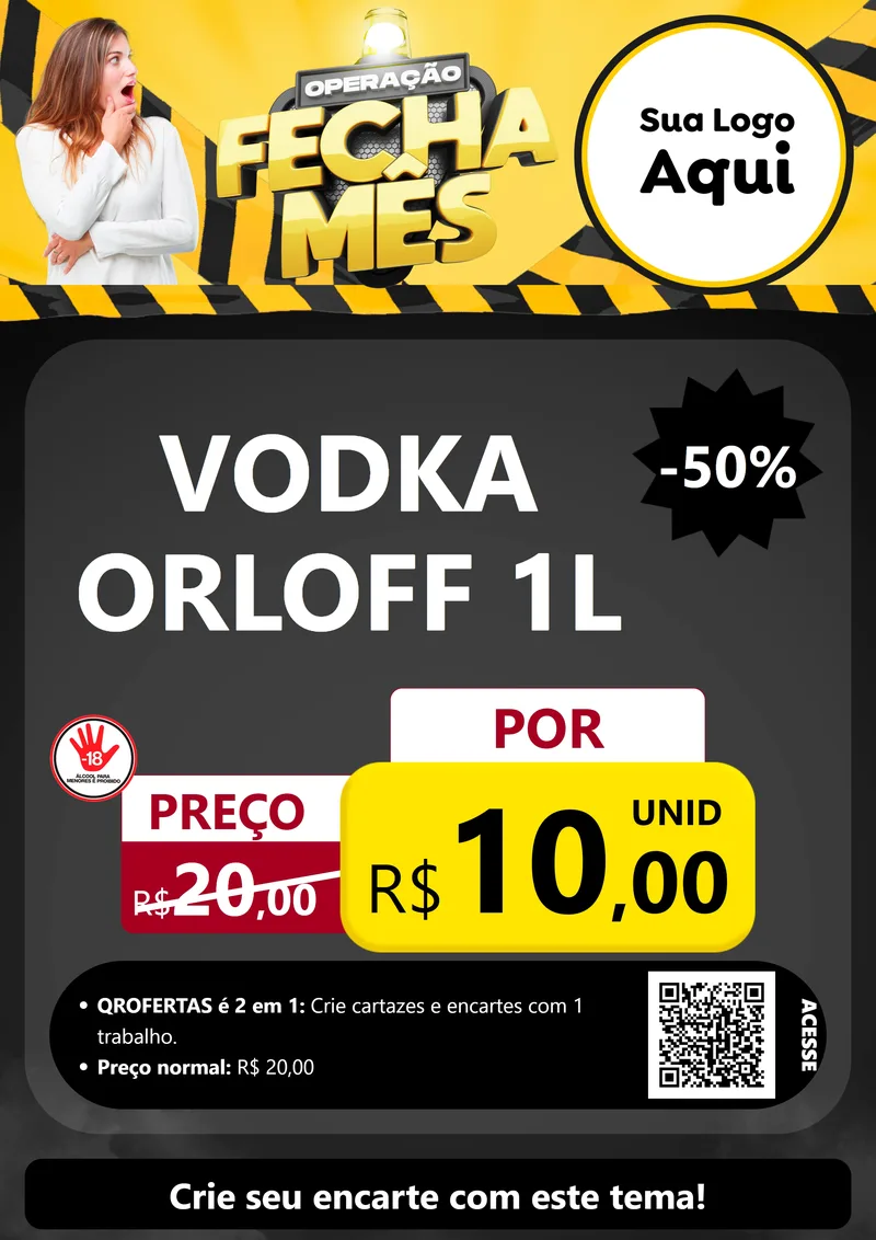 Modelo de Cartaz para Cartaz A4 Vertical com o tema Operação Fecha Mês para Distribuidora de bebidas