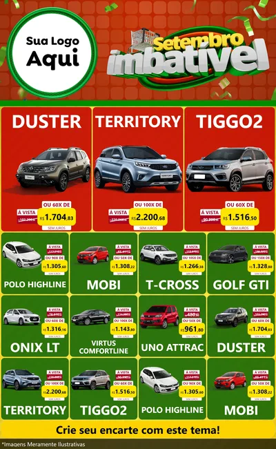 Modelo de Encarte para Encarte Grande com o tema Setembro Imbatível para Concessionaria de Carros