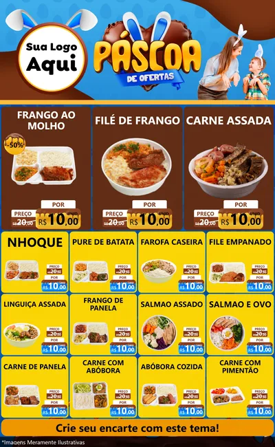 Modelo de Encarte para Encarte Grande com o tema Páscoa de Ofertas para Restaurante