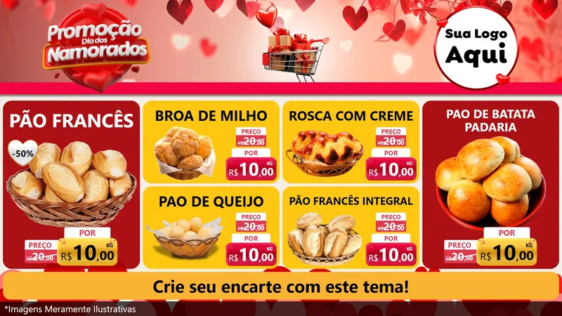 Modelo de TV para TV Horizontal com o tema Promoção Dia dos Namorados para Padaria