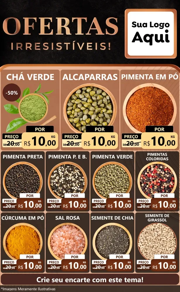 Modelo de Encarte para Encarte Grande com o tema Ofertas Irresistíveis! para Produtos Naturais