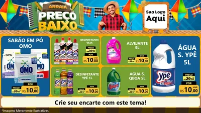 Modelo de TV para TV Horizontal com o tema Arraiá de Preço Baixo - Junina para Produtos de Limpeza