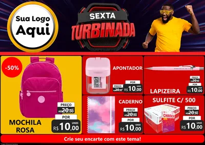 Modelo de Encarte para Encarte A4 Horizontal com o tema Sexta Turbinada para Papelaria