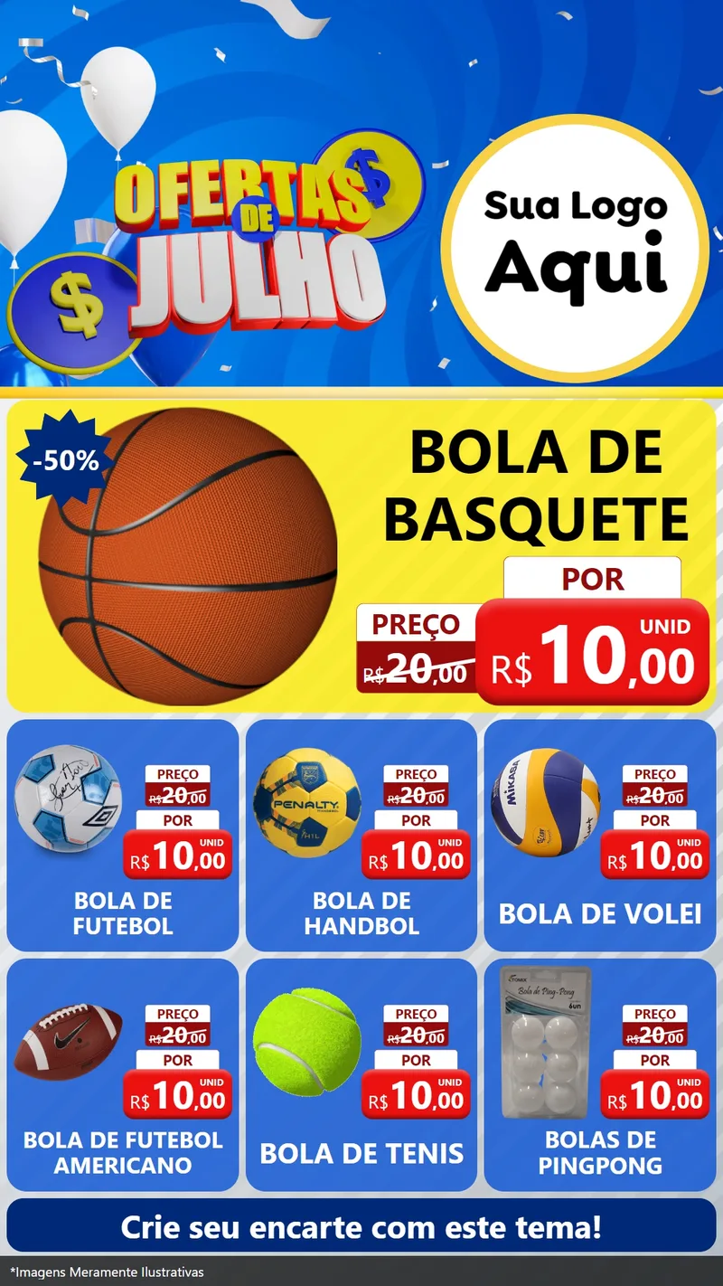 Modelo de Rede Social para Stories com o tema Ofertas de Julho para Artigos Esportivos