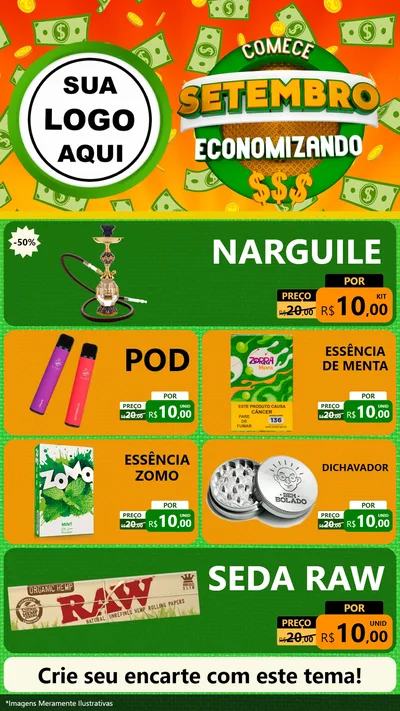 Modelo de TV para TV Vertical com o tema Comece Setembro Economizando para Tabacaria