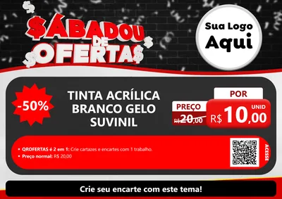 Modelo de Cartaz para Cartaz A4 Horizontal com o tema Sabadou de Ofertas para Tintas e Ferramentas