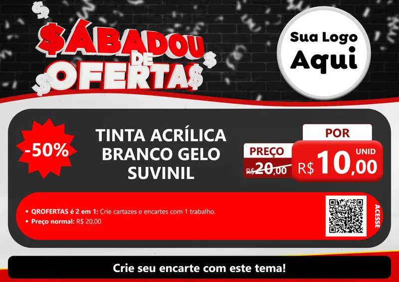 Modelo de Cartaz para Cartaz A4 Horizontal com o tema Sabadou de Ofertas para Tintas e Ferramentas